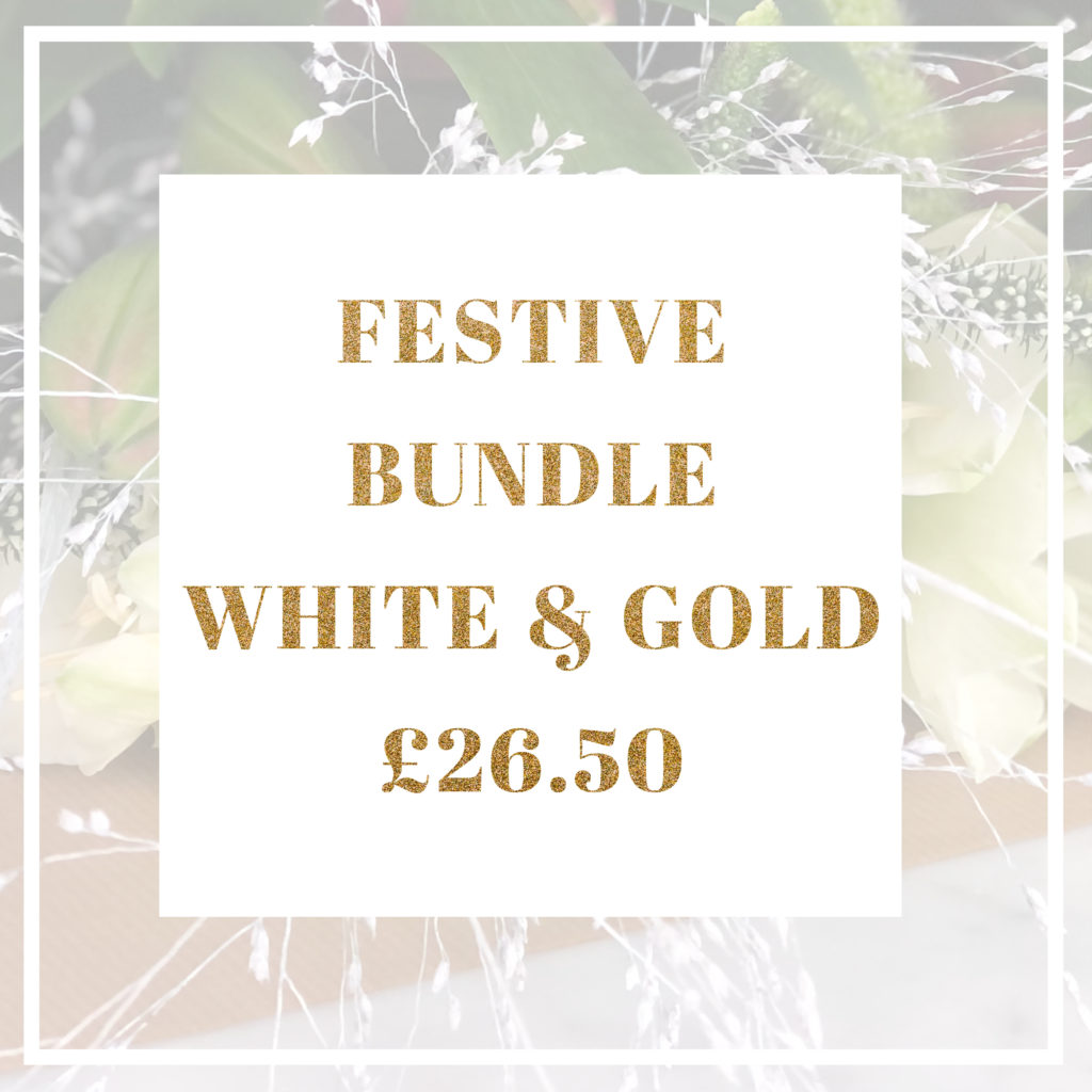 white and gold festive bundle ad
